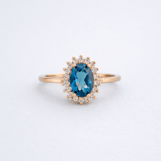 Anillo di oro rosa London Blue - Mateu Joyeros