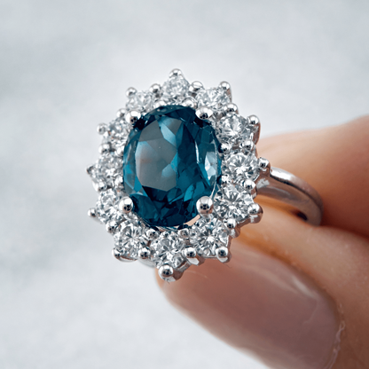 Anillo Lady Di Topacio London Blue - Mateu Joyeros