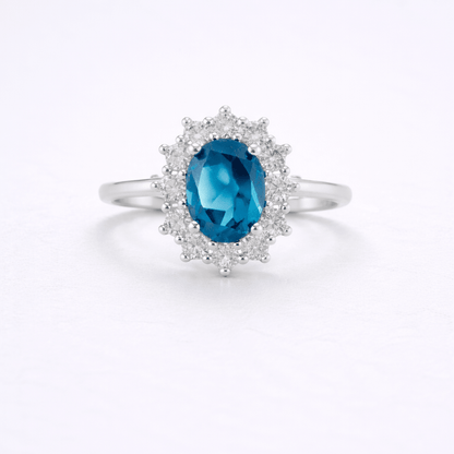 Anillo Lady Di Topacio London Blue - Mateu Joyeros