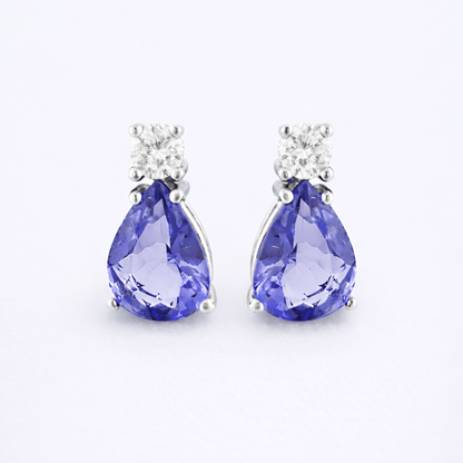 Pendientes diamante y tanazanita - Mateu Joyeros