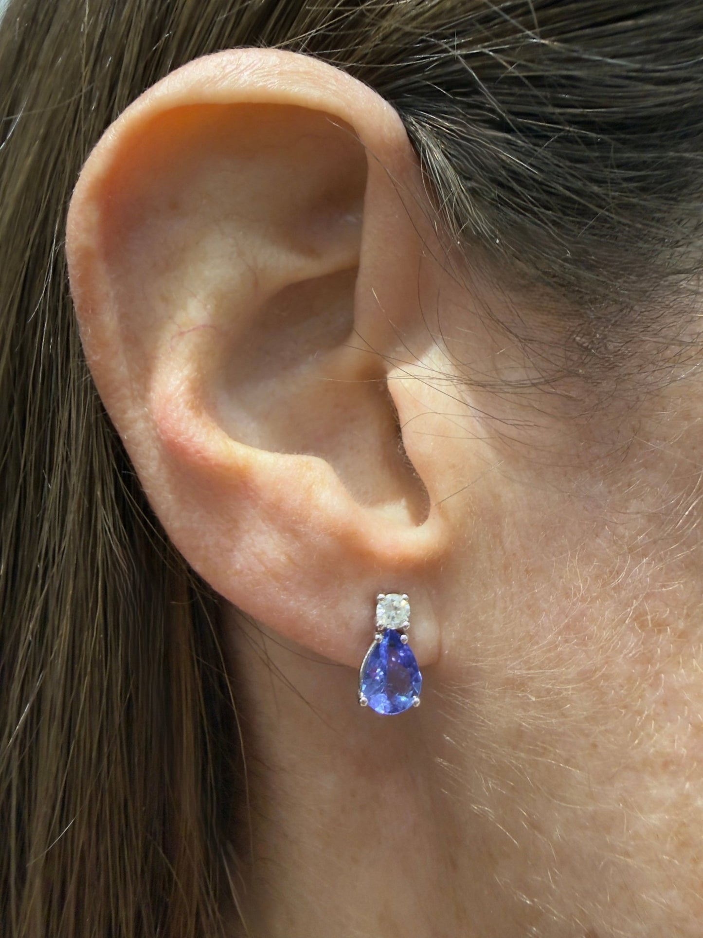 Pendientes diamante y tanazanita - Mateu Joyeros