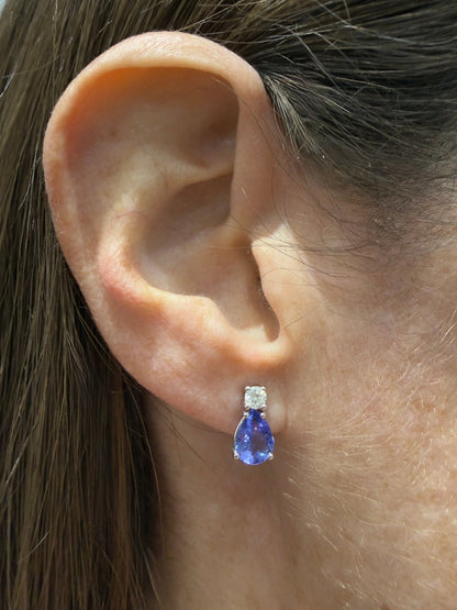 Pendientes diamante y tanazanita - Mateu Joyeros