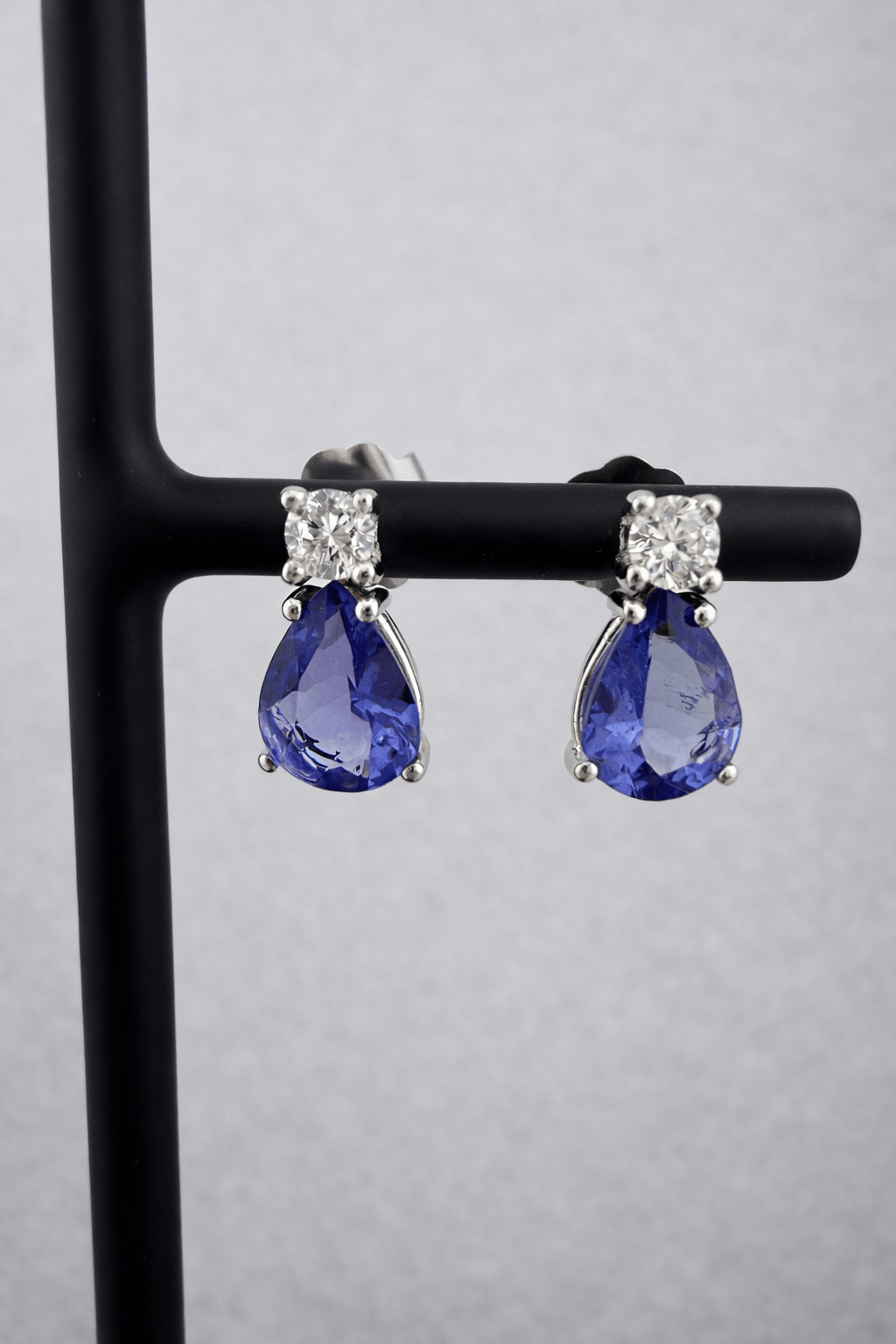 Pendientes diamante y tanazanita - Mateu Joyeros