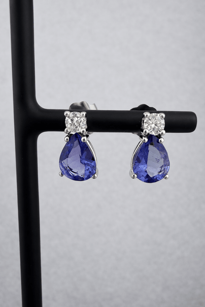 Pendientes diamante y tanazanita - Mateu Joyeros