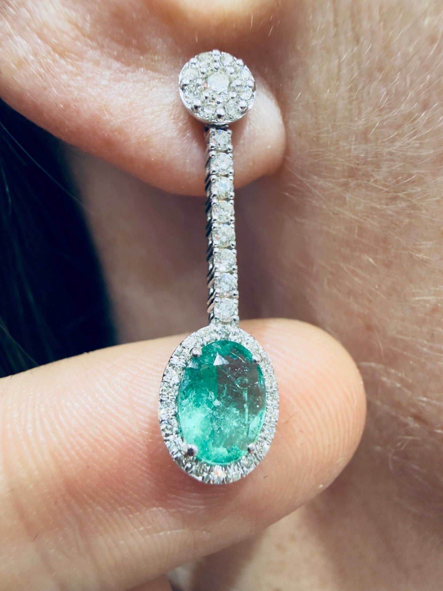 Pendientes esmeraldas y diamantes - Mateu Joyeros