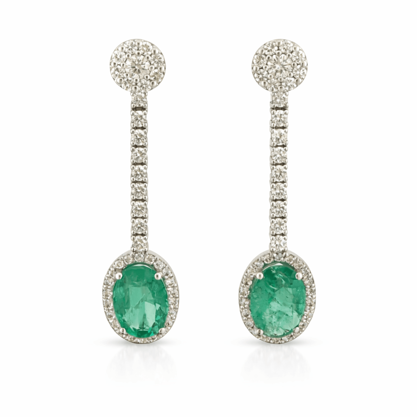 Pendientes esmeraldas y diamantes - Mateu Joyeros