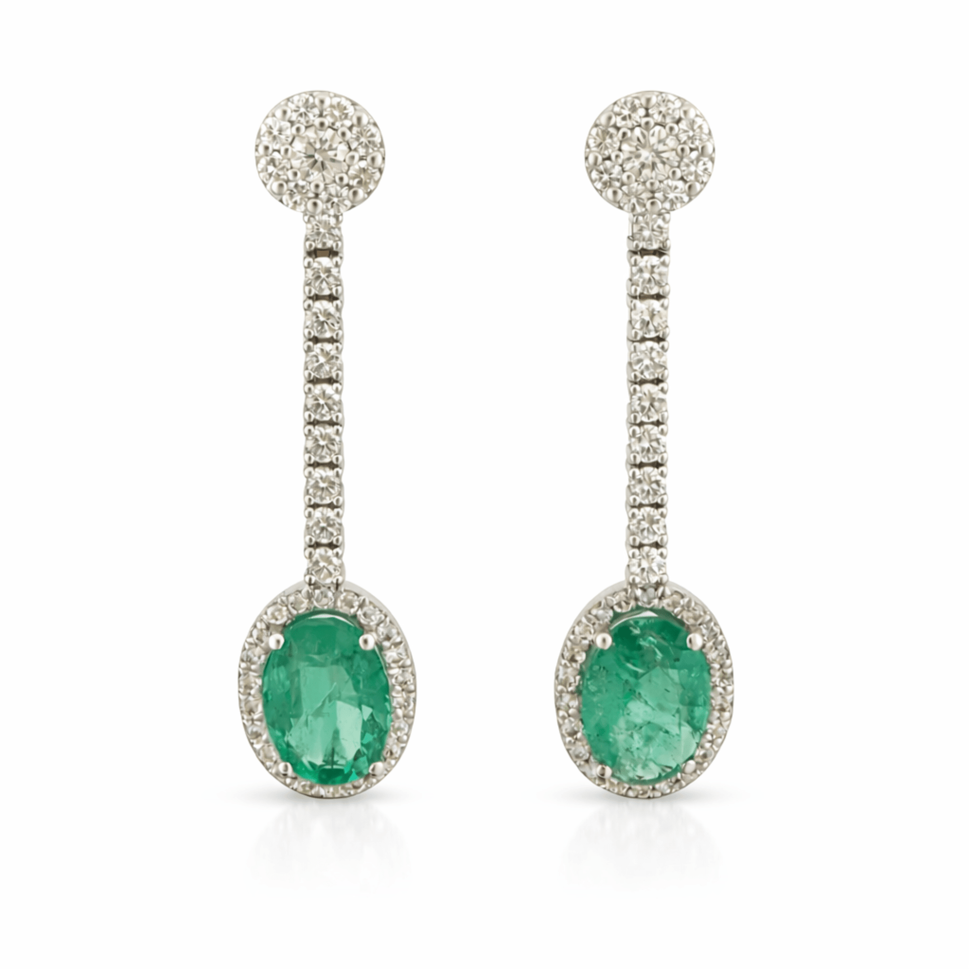 Pendientes esmeraldas y diamantes - Mateu Joyeros