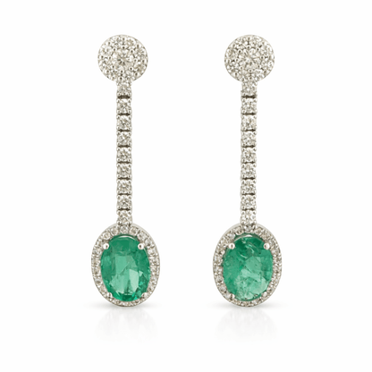 Pendientes esmeraldas y diamantes - Mateu Joyeros