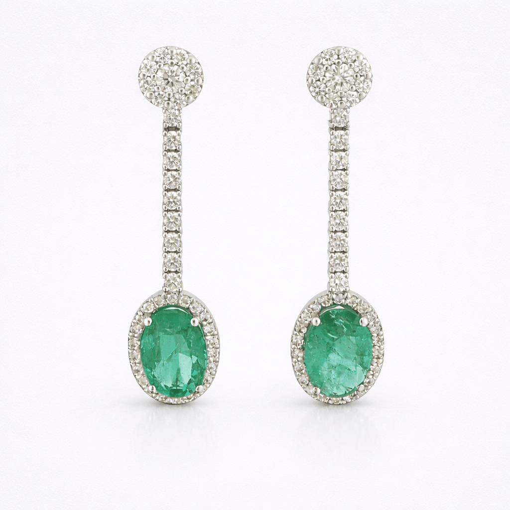 Pendientes esmeraldas y diamantes - Mateu Joyeros
