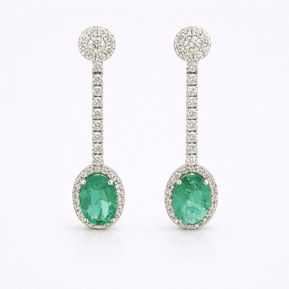 Pendientes esmeraldas y diamantes - Mateu Joyeros