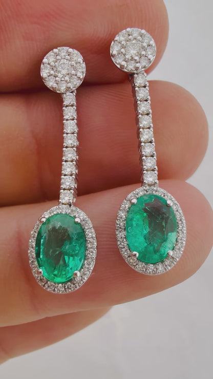 Pendientes esmeraldas y diamantes