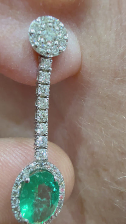 Pendientes esmeraldas y diamantes
