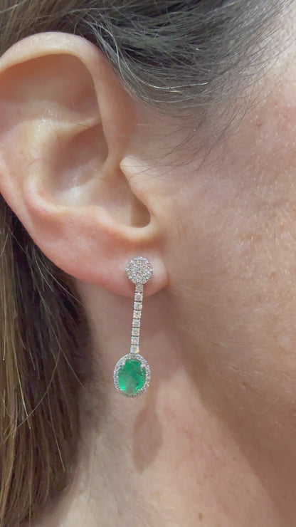 Pendientes esmeraldas y diamantes