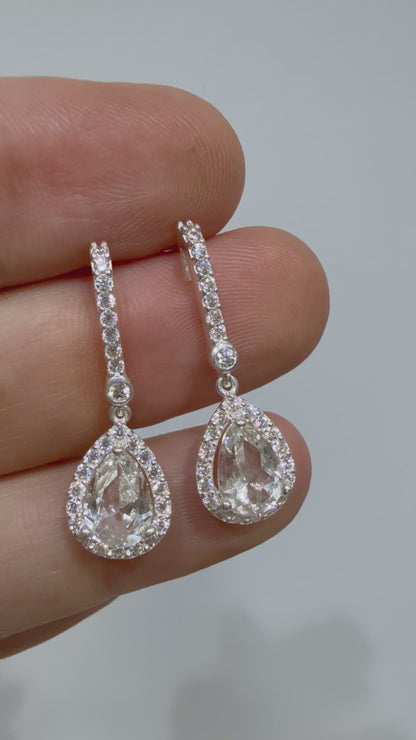 Pendientes topacio blanco