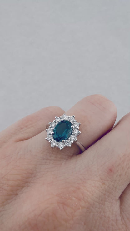 Anillo Lady Di Topacio London Blue